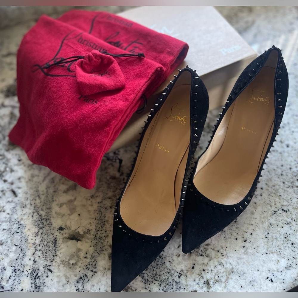 Christian Louboutin Women's Black Spike Studded Heels / Size: 40.5/ 9.5 in US - Picture 4 of 14